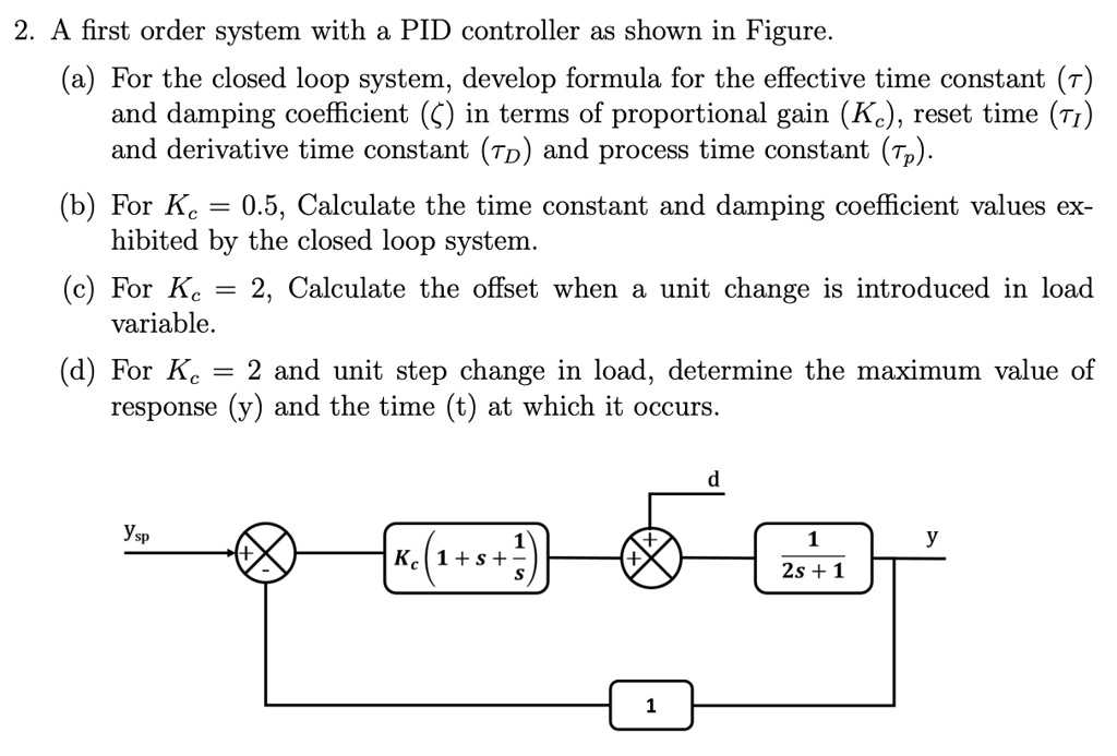 SOLVED: 2. A first-order system with a PID controller, as shown in ...