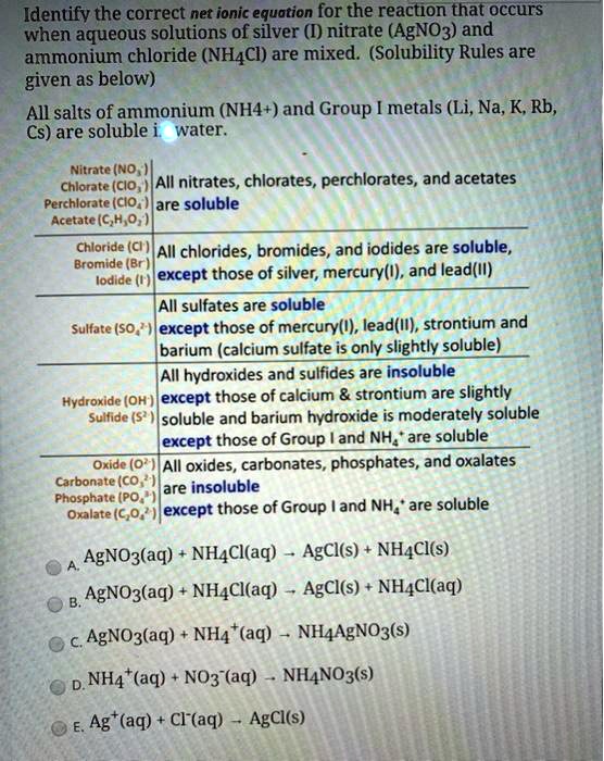 SOLVEDIdentifv the correct net ionic equation fOr the reaction that