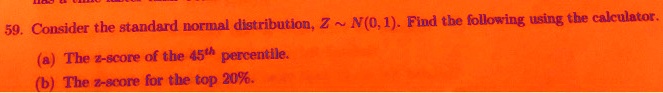 Video Solution: Consider The Standard Normal Distribution Z N(0,1 