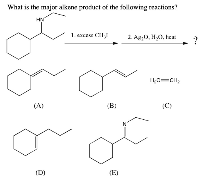 SOLVED: What is the major alkene product of the following reactions? HN ...