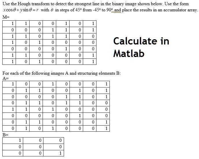 SOLVED: Use The Hough Transform To Detect The Strongest Line In The ...