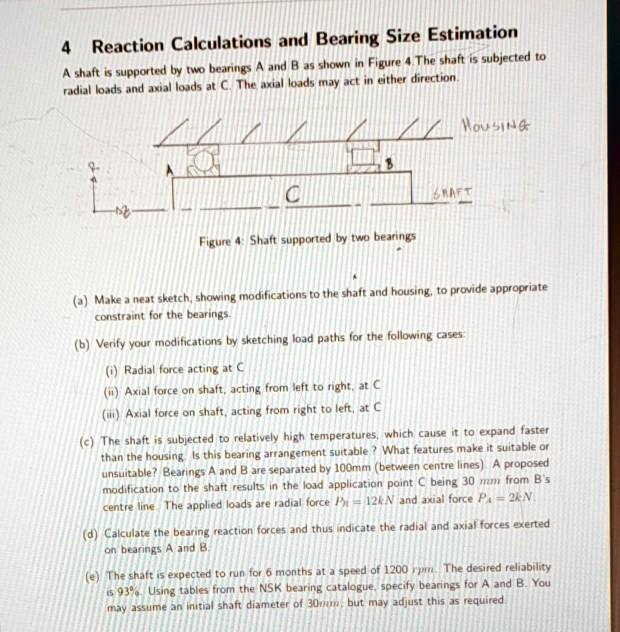 SOLVED Reaction Calculations and Bearing Size Estimation The shaft