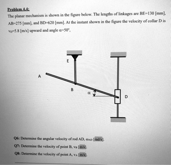 SOLVED: Problem 4.4: The planar mechanism is shown in the figure below ...