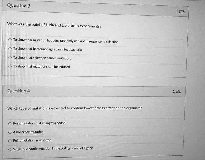 SOLVED:Quesijon 3 prs What was the point of Luria and Delbruck's ...