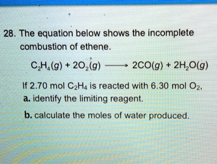 SOLVED The equation below shows the incomplete combustion of