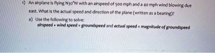 SOLVED: An airplane is flying Nzo with an airspeed of 500 mph and a 40 ...