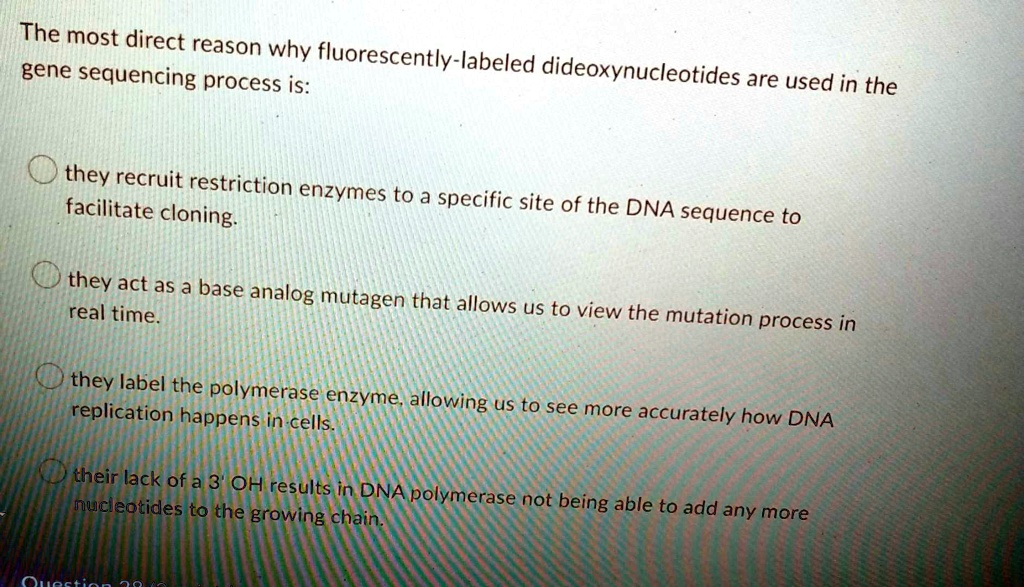SOLVED The most direct reason why fluorescentlylabeled dideoxynucleotides are used in the gene