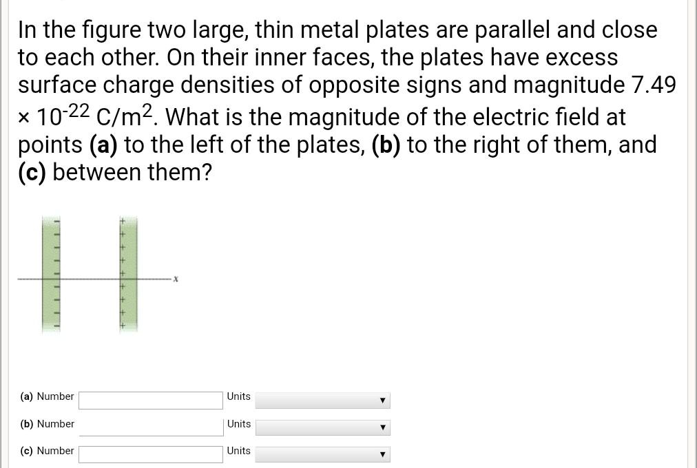 SOLVED In the figure two large, thin metal plates are parallel and