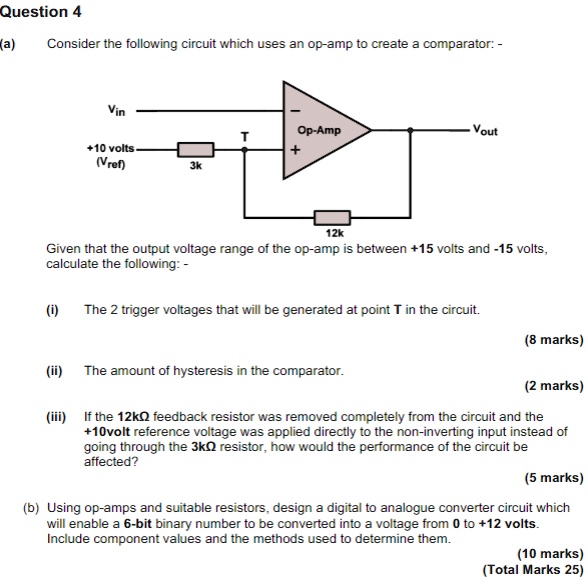 SOLVED Question 4 (a) Consider the following circuit which uses an op