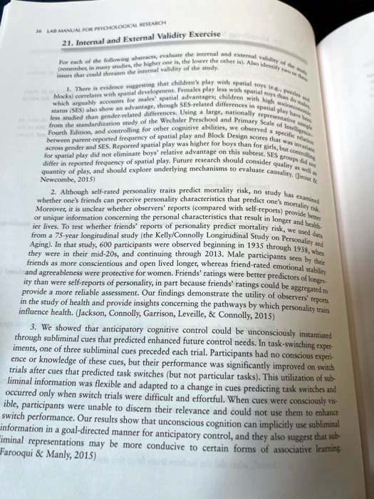 texts two or three for each of the following abstracts evaluate the internal and external validity of the study 1 internal and external validity exercise there is evidence suggesting that ch 87875
