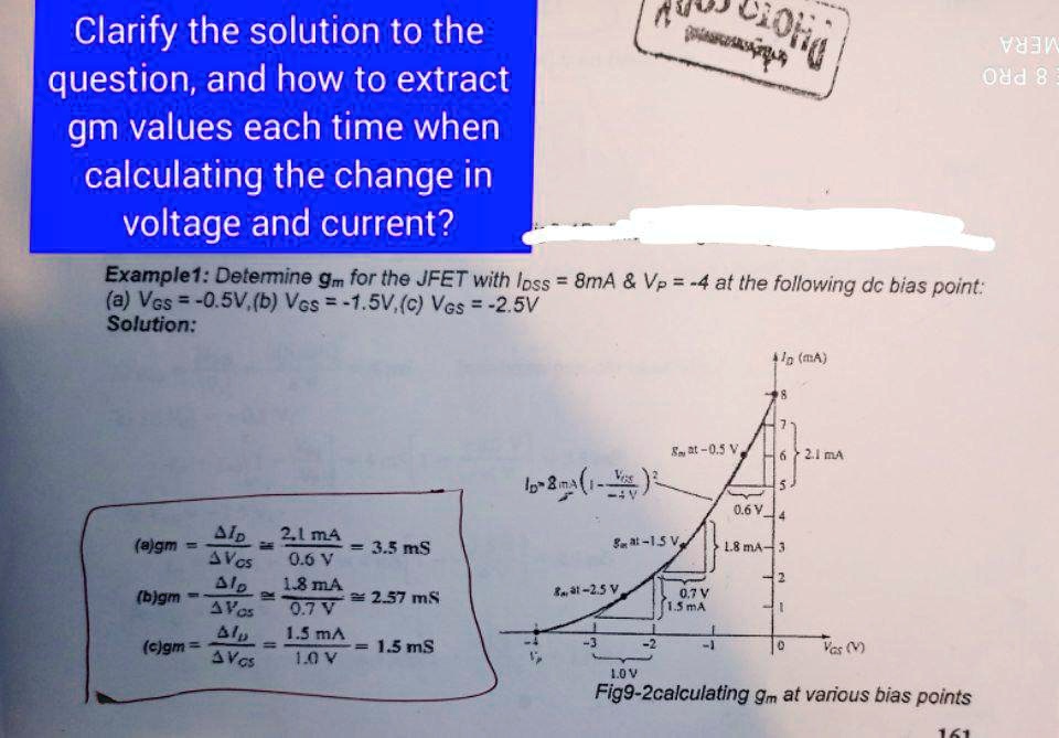 SOLVED: How To Calculate Gm At Different Bias Points Clarify The ...