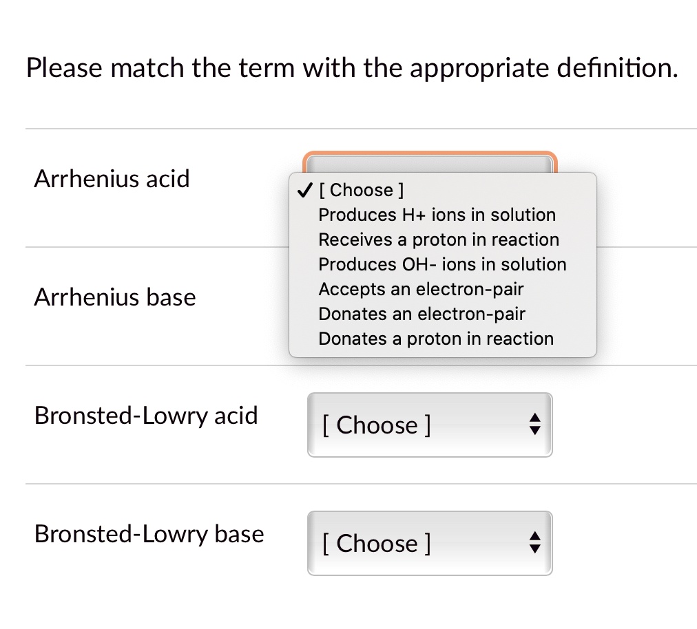 SOLVED Please match the term with the appropriate definition