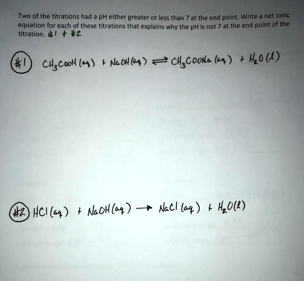 SOLVED Two of the titrations had a pH either greater or less than 7 at