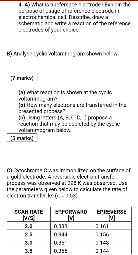 SOLVED 4.A) What is a reference electrode? Explain the purpose of