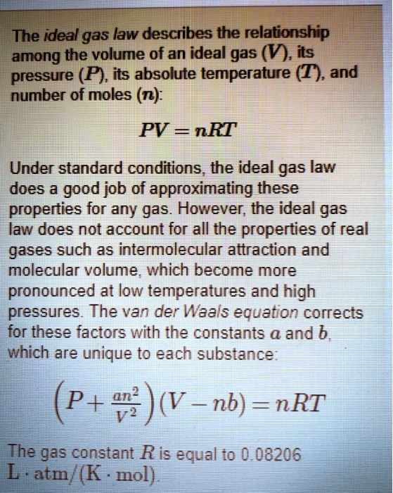 The Ideal Gas Law Describes The Relationship Among The Volume Of An