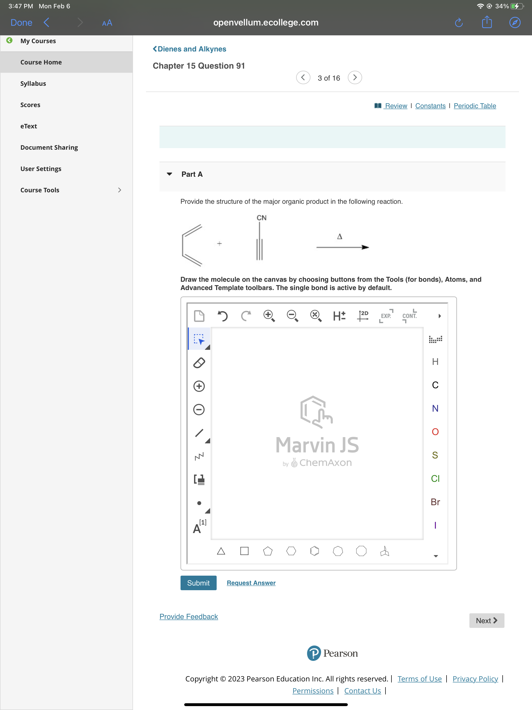 SOLVED: Draw the molecule on the canvas by choosing buttons from the ...
