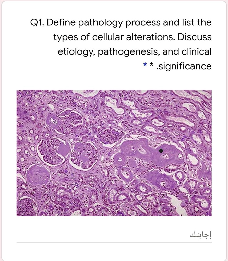 SOLVED Q1. Define pathology process and list the types of cellular