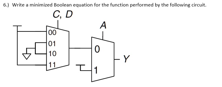 6.) Write a minimized Boolean equation for the function performed by ...