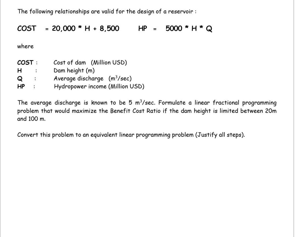 SOLVED The following relationships are valid for the design of a