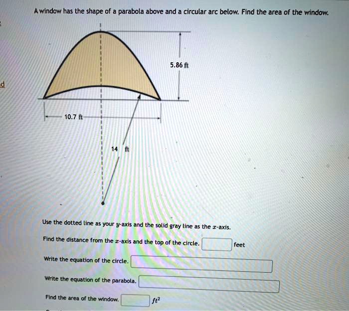 SOLVED:A window has the shape of a parabola above and circular arc ...