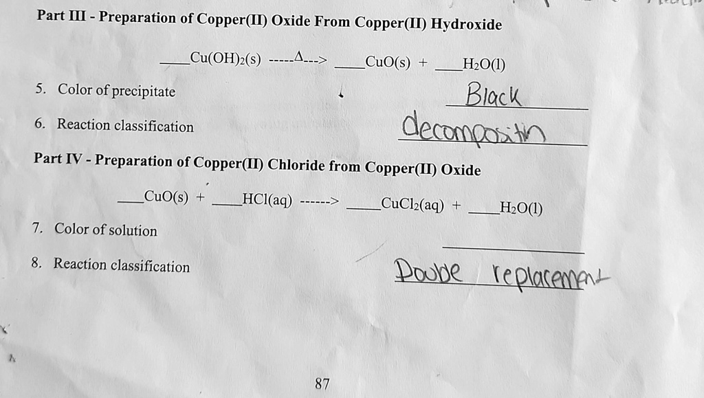 SOLVED Texts Part III Preparation of Copper(II) Oxide From Copper
