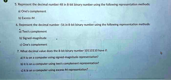 SOLVED: Texts: 5. Represent the decimal number 48 in 8-bit binary ...