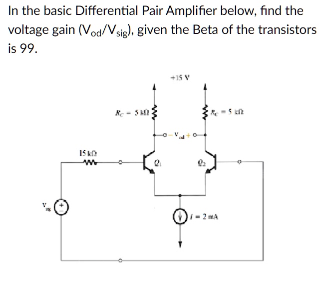 SOLVED In the Basic Differential Pair Amplifier, in nonideal situation, the equivalent offset