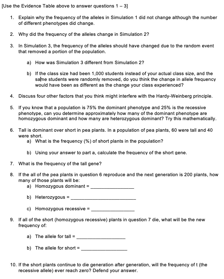 [Use the Evidence Table above to answer questions 1 - 3] 1. Explain why ...