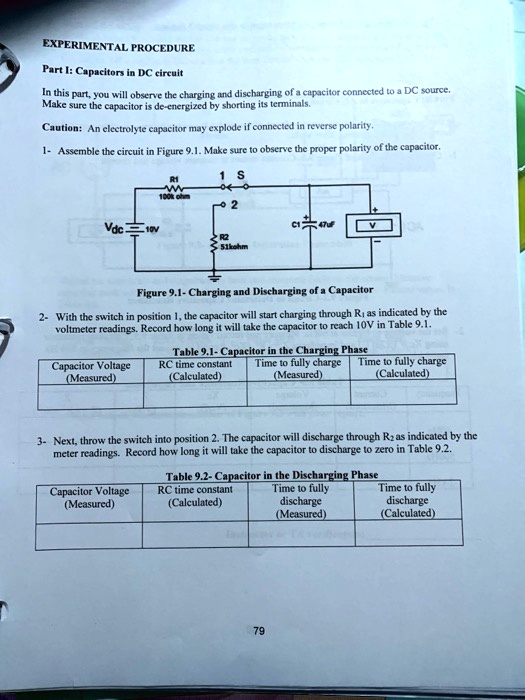 SOLVED EXPERIMENTAL PROCEDURE Part I Capacitors in DC circuit Caution An electrolytic