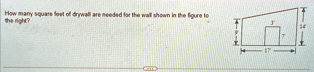 how many square feet of drywall are needed for the wall shown in the ...