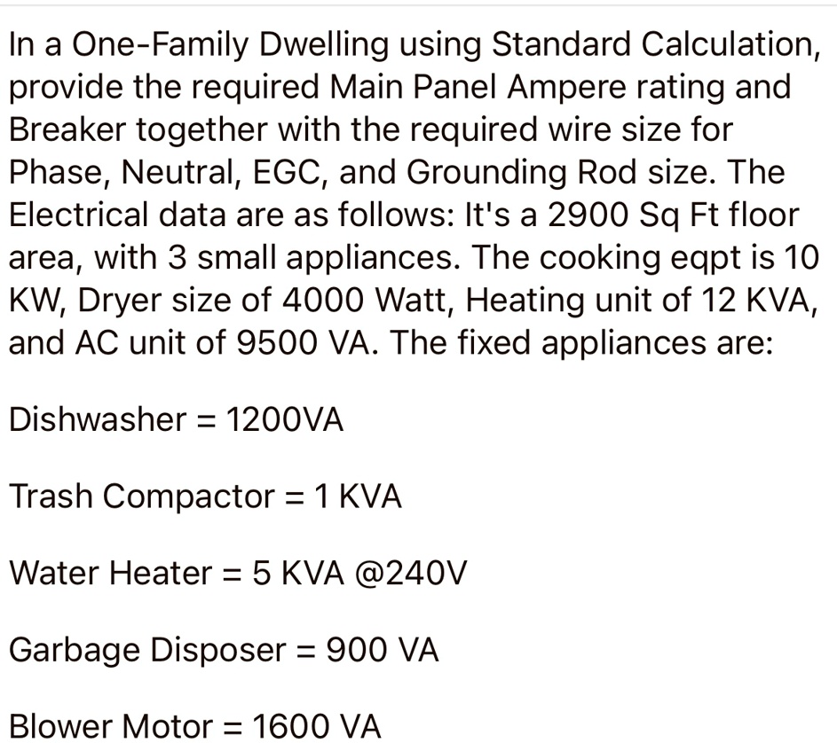 SOLVED In A One Family Dwelling Using Standard Calculation Provide solved-in-a-one-family-dwelling-using-standard-calculation-provide