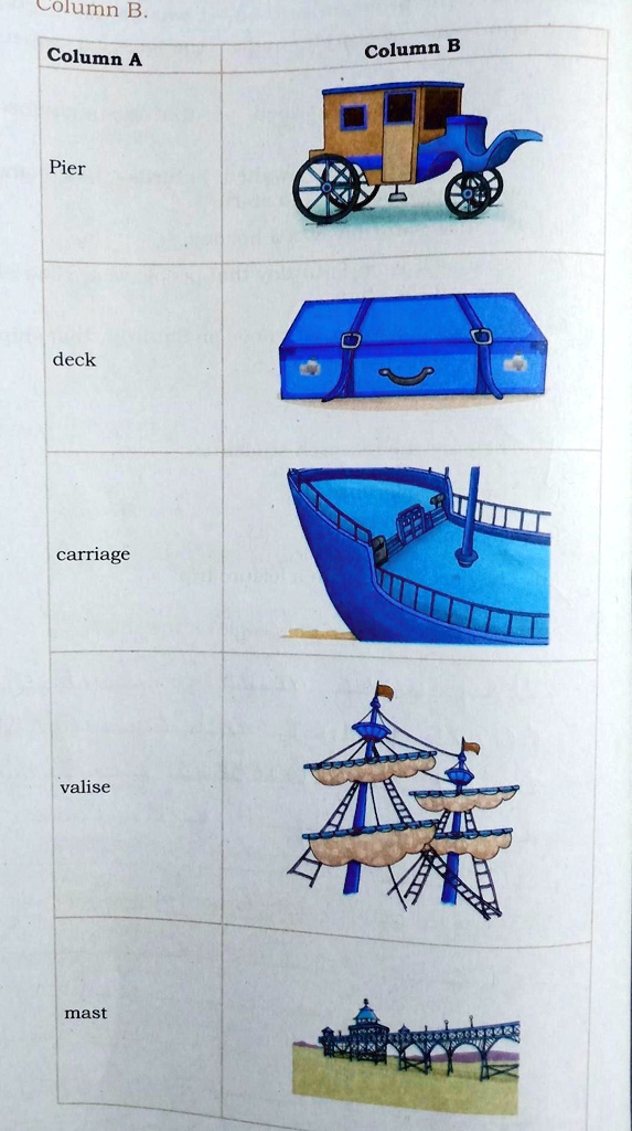 Match the words/phrases in Column A with pictures in Column B. Column A ...