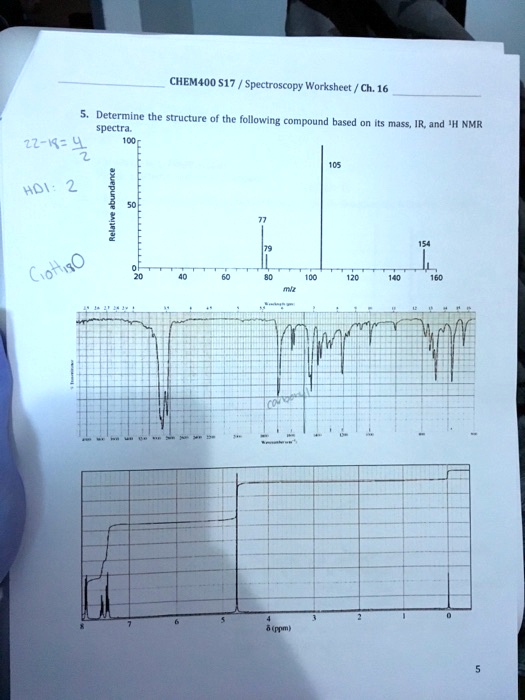 SOLVED CHEM4OO S17 Spectroscopy Worksheet Ch. 16 Determine the structure the following compound