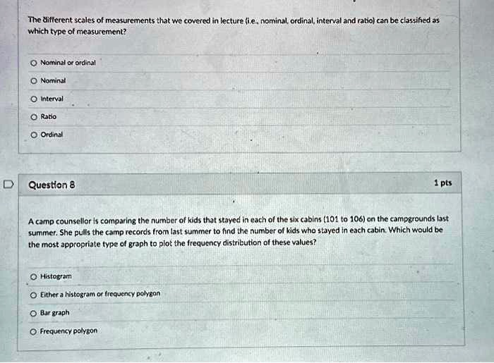 SOLVED Texts The different scales of measurements that we covered in