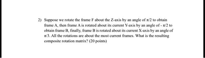SOLVED: Suppose we rotate the frame F about the Z-axis by an angle of Ï ...