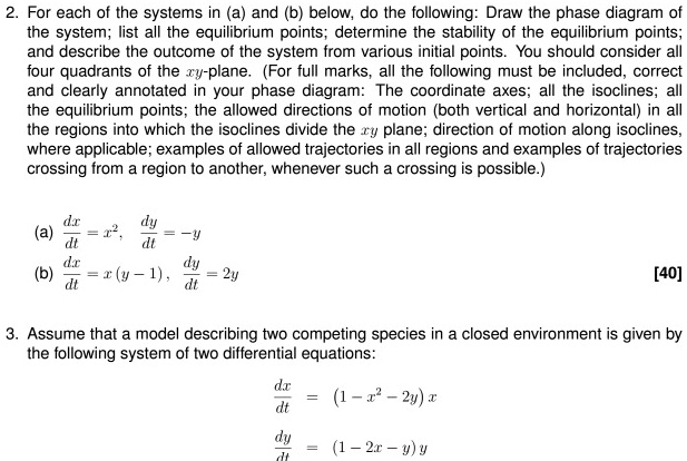 for each of the systems in a and b below do the following draw the ...