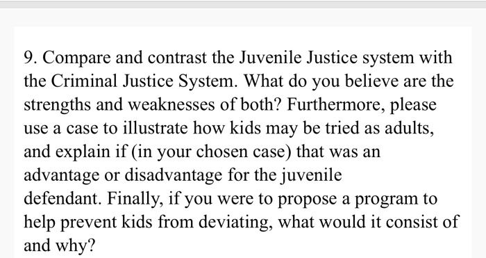 SOLVED: 9. Compare And Contrast The Juvenile Justice System With The ...