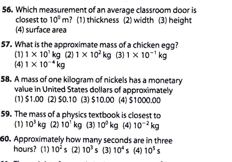 SOLVED 56. Which measurement of an average classroom door is closest