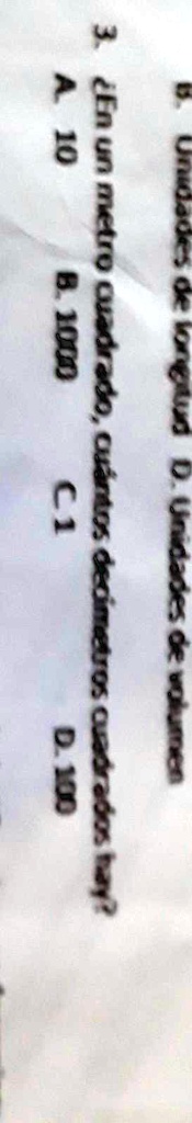 SOLVED: en un metro cuadrado Cuántos decímetros cuadrados hay? Ayudaa :'c € y OI unu? Qnu 8 WOI Ooeioeto G 0 C4 SOLVED: en un metro cuadrado Cuántos decímetros cuadrados hay? Ayudaa :'c € y OI unu? Qnu 8 WOI Ooeioeto G 0 C4