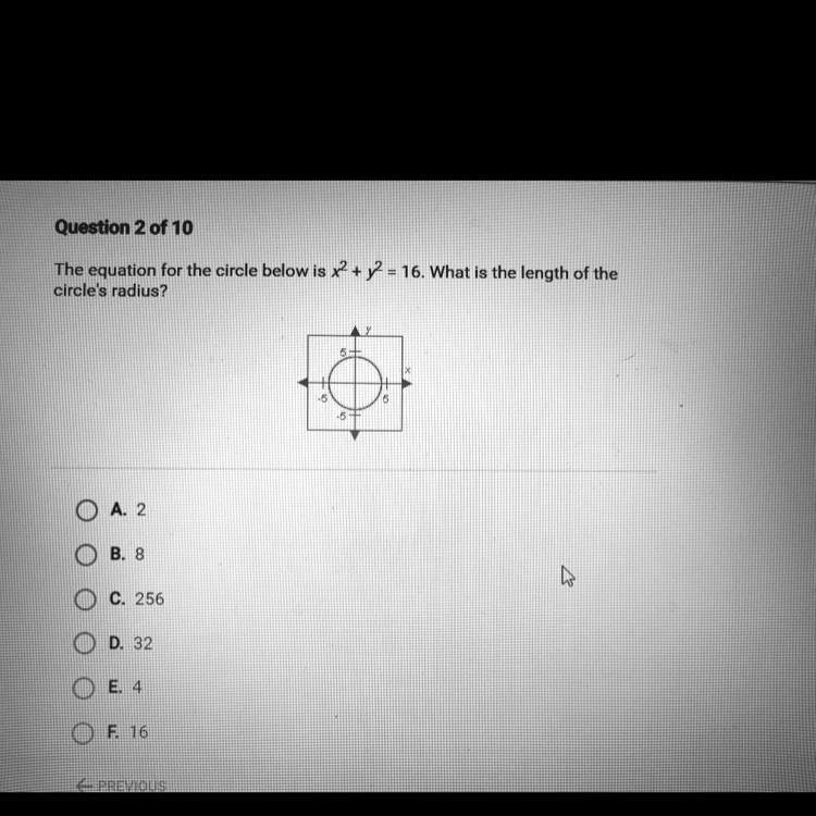 SOLVED "The equation for the circle below is x2 + y2 = 16. What is the