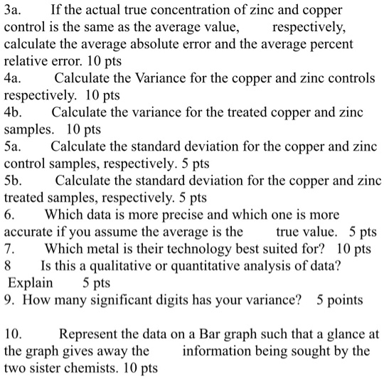SOLVED3a. If the actual true concentration of zinc and copper control