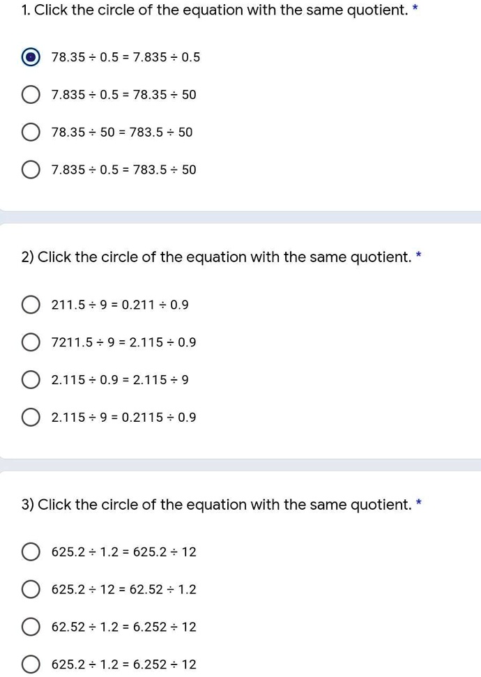 help me please thanks 33 willing to people whos god at math to answer this question 1 click the circle of the equation with the same quotient 7835 05 7835 05 7835 05 7835 50 7835 50 7835 50 76667
