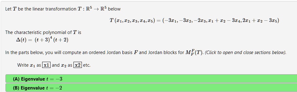 Let T be the linear transformation T: R 5 → R 5 below T (x 1 , x 2 , x ...