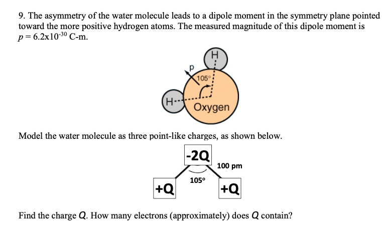 SOLVED:9. The asymmetry of the water molecule leads to dipole moment in ...