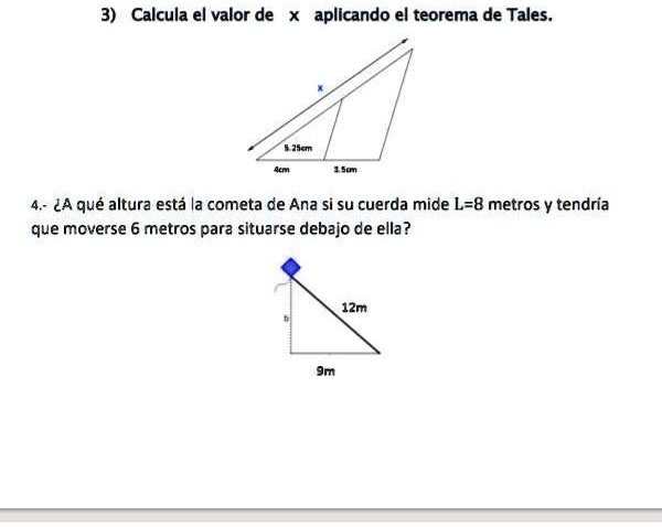 SOLVED: ayuda por favor, teorema de tales y Pitágoras Calcula el valor ...