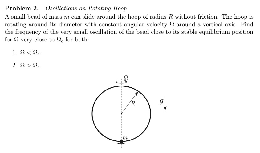 SOLVED: Problem 2. Oscillations on Rotating Hoop A small bead of mass m ...