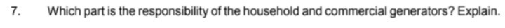 7. Which part is the responsibility of the household and commercial generators? Explain.