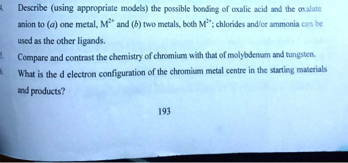 SOLVED: Describe (using appropriate models) the possible bonding of ...