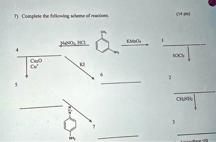 SOLVED: 7. Complete the following scheme of reactions. 14 pts NaOH HCl ...