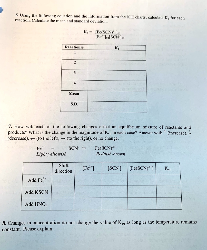 SOLVED: Using the following equation and the information from the ICE ...